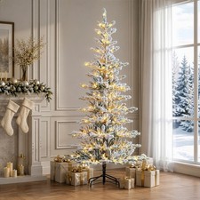 Artificial Christmas Tree 7.5 FT with Light, Stand for Indoor Holiday Decoration