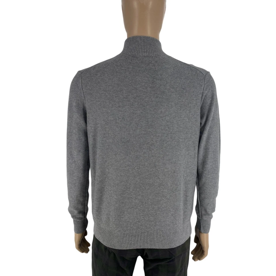 The Savile Row Company Men Grey Zip Neck Cotton Sweater Jumper Size M - Image 3 of 4