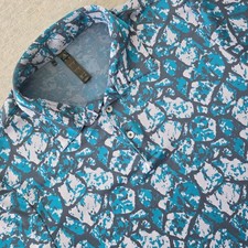 Adidas Mens Golf Polo Shirt Blue Grey Abstract Geometric Performance Large