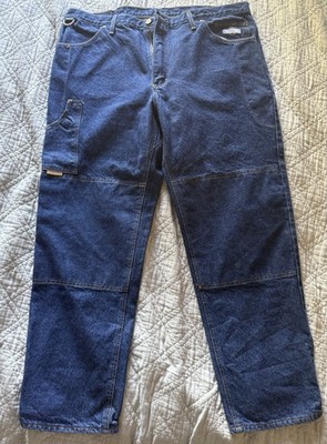 Diamond Gusset Men's Blue Kevlar Reinforced Work Pants 42x32 Cotton