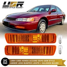 Depo Jdm Pair All Amber Bumper Signal Lights For 1994-1995 Honda Accord 2d4d