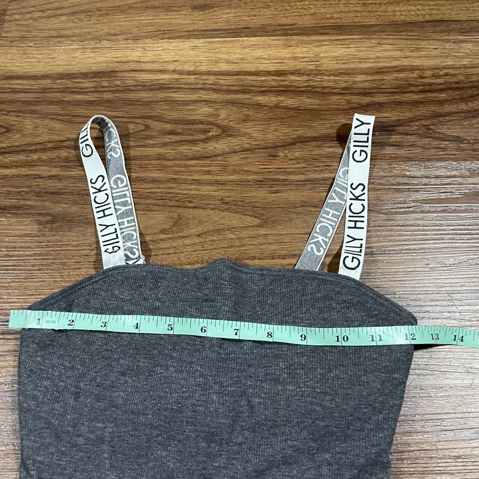 Gilly Hicks By Hollister Bodysuit Tank Top Womens S Gray Ribbed One Piece Snap - Image 2 of 4