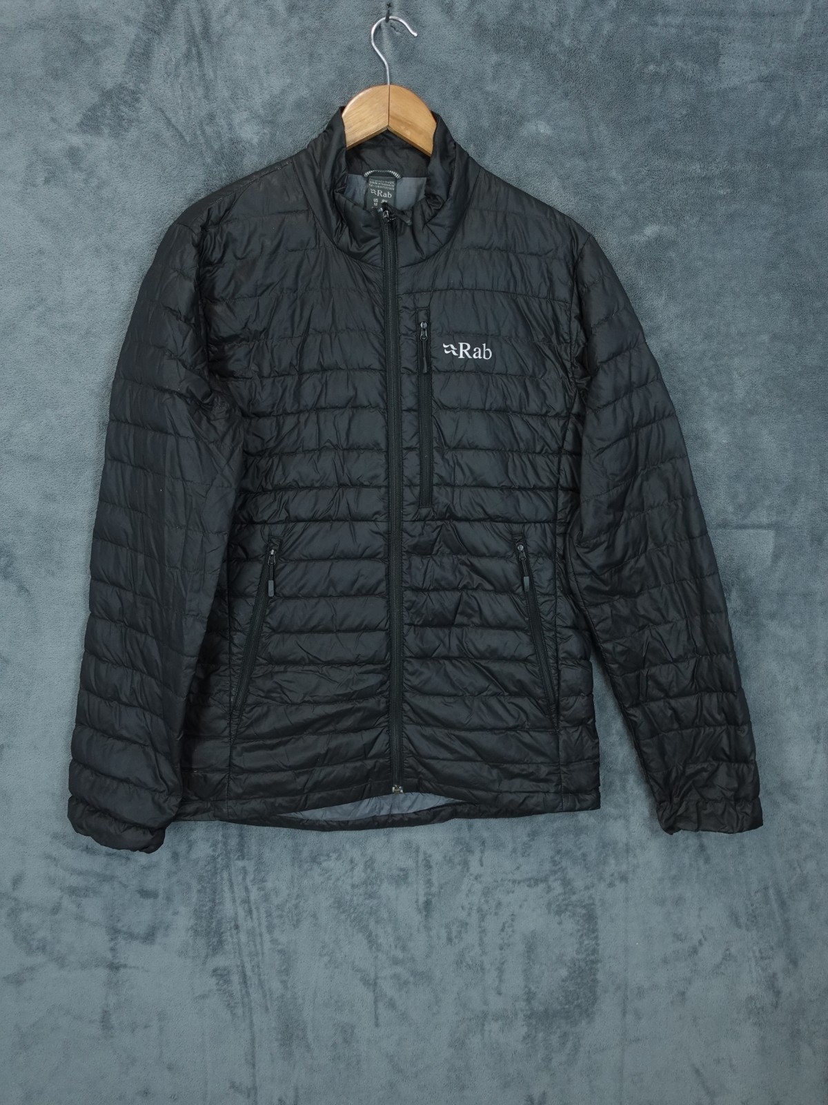 Chaqueta Rab Para Hombres Mediana Negra Microluz Pluma acolchada Exterior Caminar Caminata