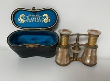 Jumelles de théâtre anciennes – nacre & laiton – objet de collection