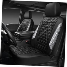 Bling Diamond Leather Car Seat Covers for 2 Two Front Seats Silver Diamond