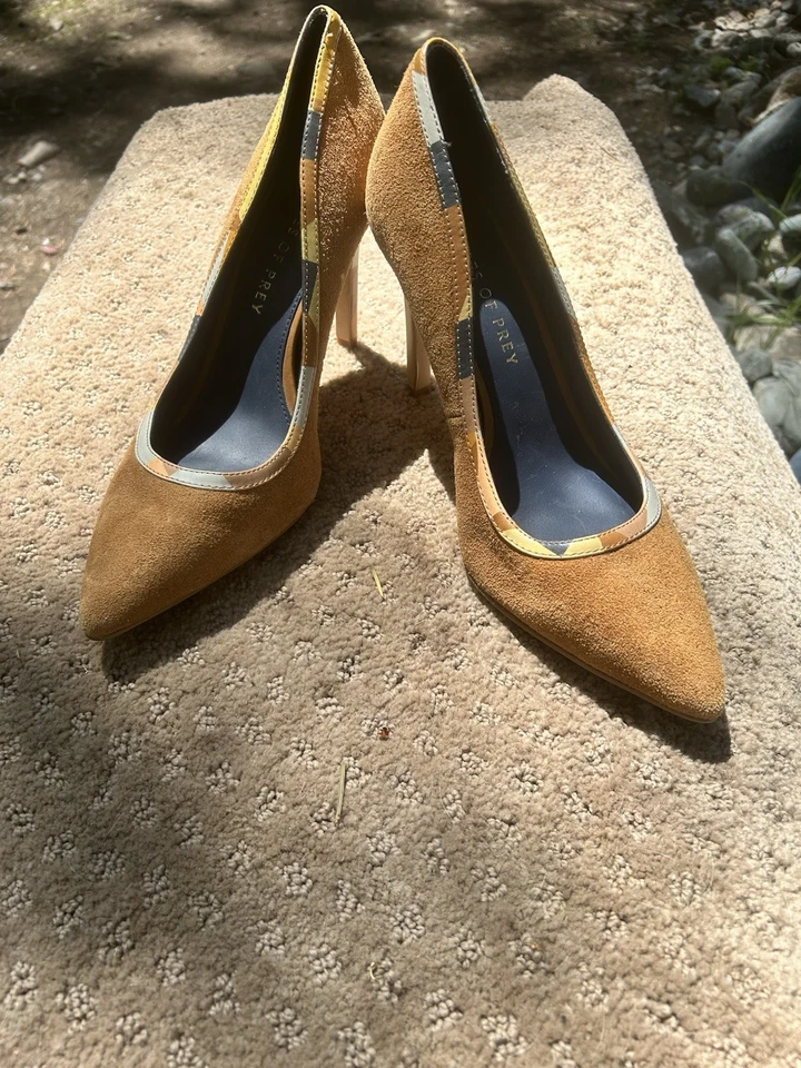 Zapatos de salón/tacones de tacón de gamuza tostada Shoes Of Prey para mujer talla 7,5 Foto 3 de 4