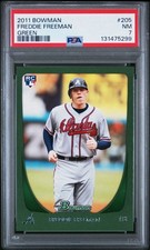 2011 Bowman Freddie Freeman Green /450 Rookie #205 PSA 7