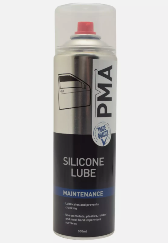 PMA Silicone Lube 500ml Lubricant Prevents Cracking Metal Plastic Aerosol Spray