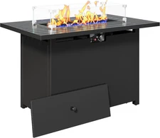 43'' Propane Fire Pit Table, 50000 BTU Gas Fire Pits Table with Removable Lid an
