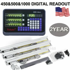TOAUTO 3 Axis DRO Digital Readout 450+500+1000mm Linear Glass Scales Mill Lathe