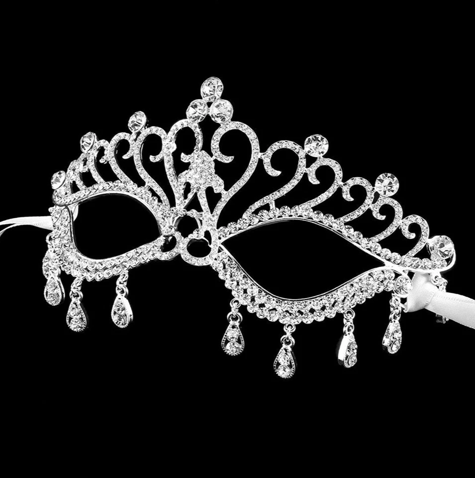 Masquerade Mask for Women, Rainbow Crystal Mask Rhinestone, Venetian Party, Prom - Image 3 of 4