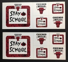 Chicago Bulls STAY IN SCHOOL Stickers Vintage Basketball 2 Sheet Lot