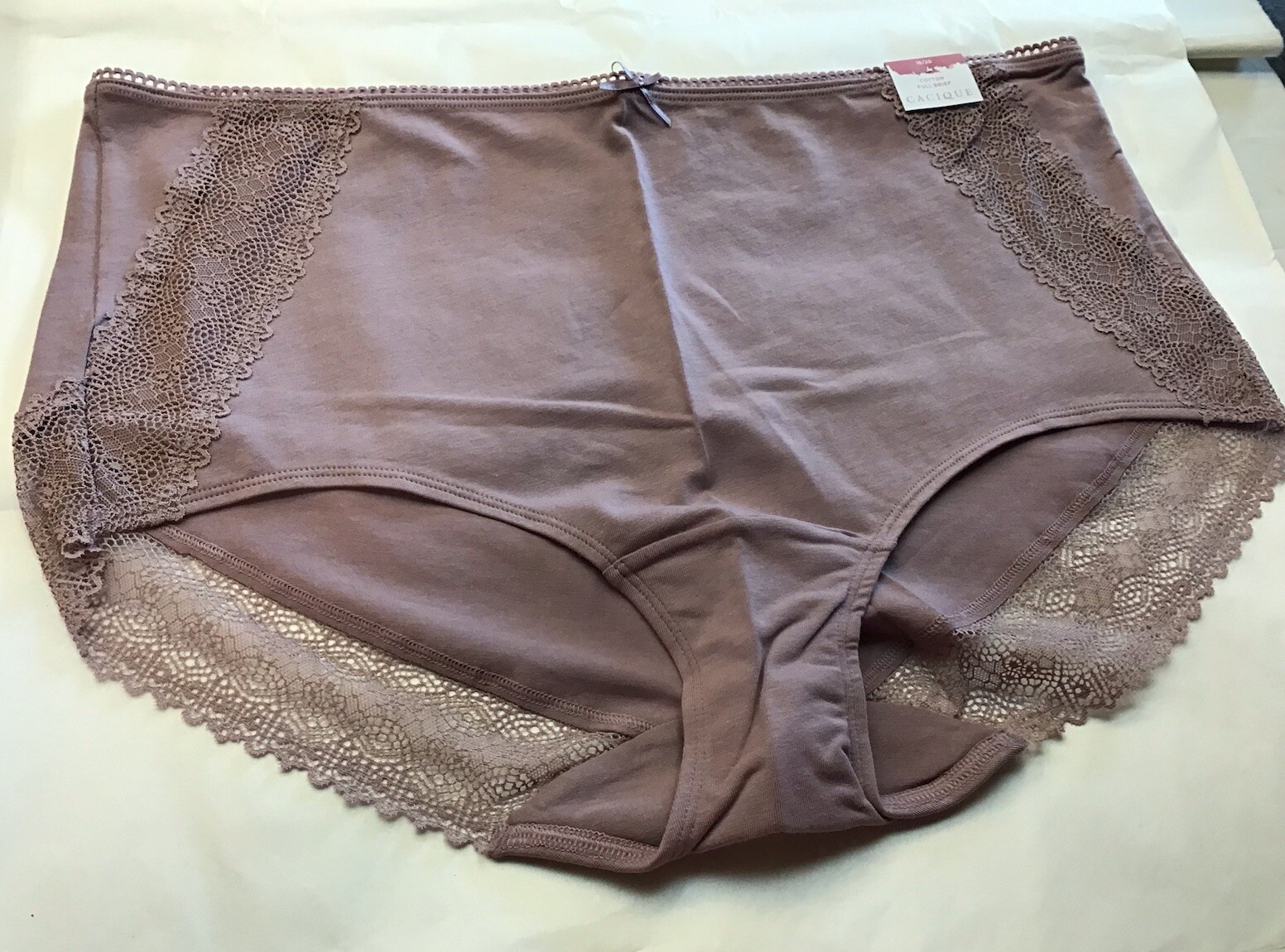 NWT CACIQUE COTTON FULL BRIEF WITH LACE LIGHT MAUVE SIZE 18/20 eBay