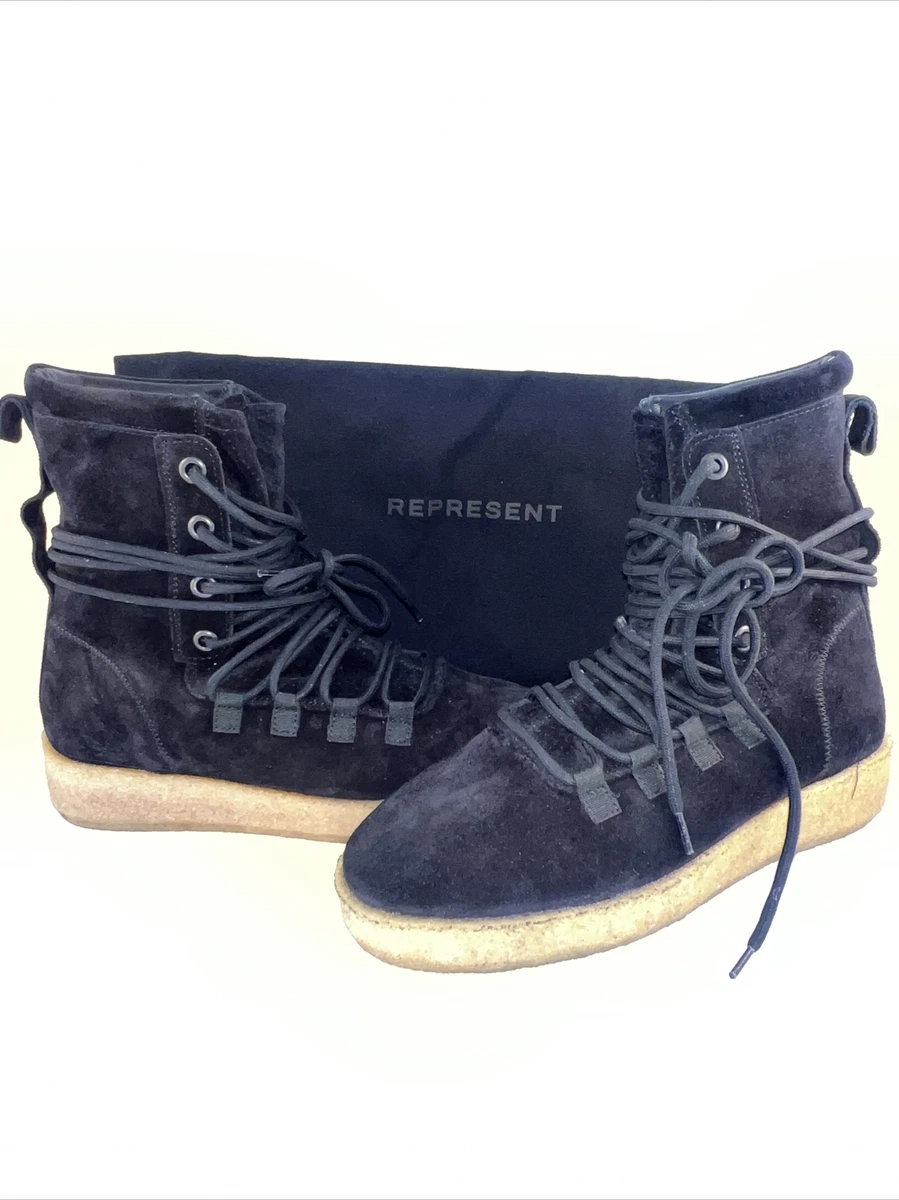 Represent Dusk Boot Boot Black Suede US Mens 6 Branded Canvas Storage Bag New