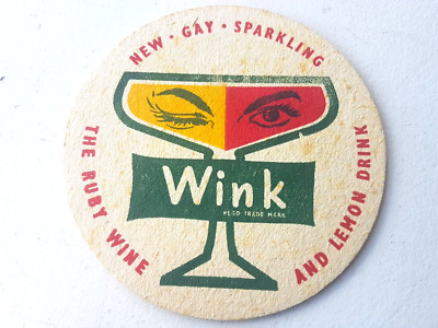 Vintage WINK - The Ruby Wine & Lemon Drink ... Cat No'??  Bierdeckel / Untersetzer