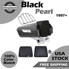 Advan Black Pearl Chopped Tour Pack Trunk Luggage For Harley Touring 1997+