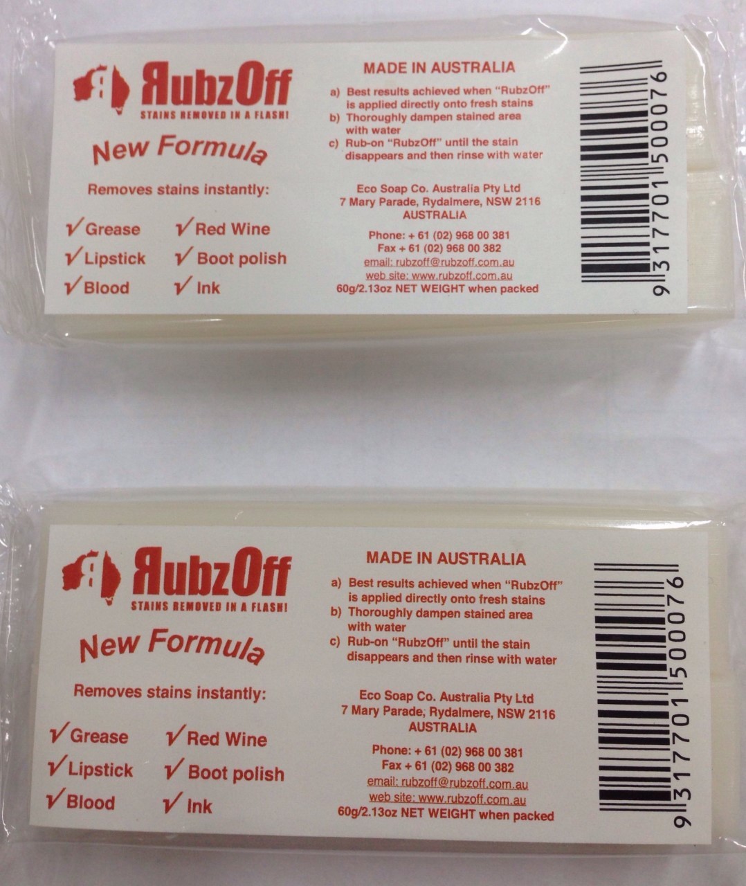 2XRubzoff Instant Stain Remover Soap For Grease Lipstick Blood Ink Wine(4 BARS)