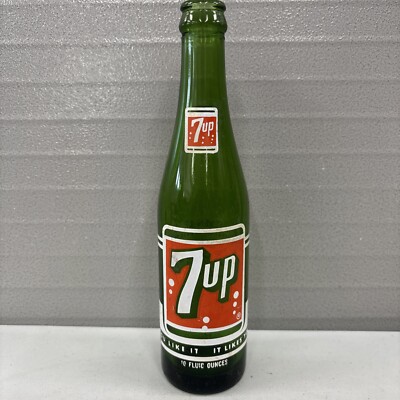 Vintage 1960's Fresh Up With 7-up You Like It, Top 10 oz. Soda Pop Bottle