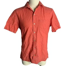 Van Heusen Air Button Up Short Sleeve Shirt S Red Pocket Cotton Blend Collared