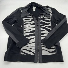 Zenergy by Chico's Black Gray Zebra Print Jacket Size 0 Small
