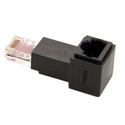 8P8C FTP STP UTP Cat 5e Male to Female Lan Ethernet  Adapter Up Angled 90 Degree