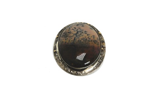 JK Sterling Silver Dendritic Agate Large Brooch