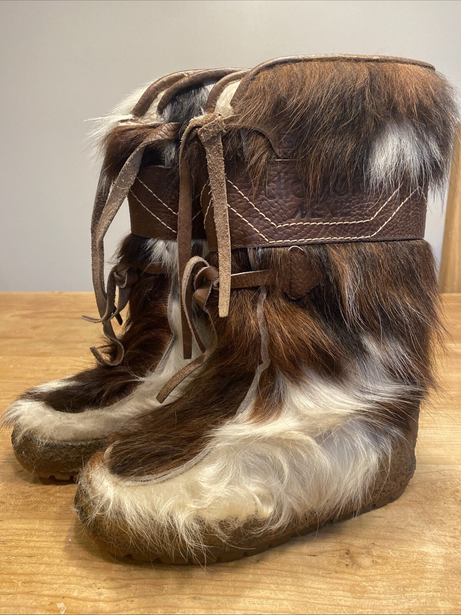 Diadora Neve Fur Yeti Platform Boots Sz 38 EU Vintage 1970s Italy