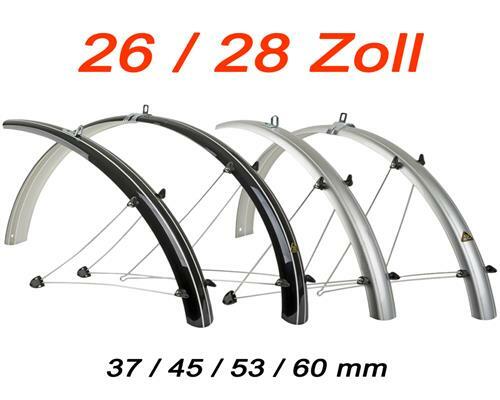 Radschutz Set 26 27,5 28 Zoll Fahrrad Schutzbleche vorn hinten schwarz silber - Afbeelding 1 van 8