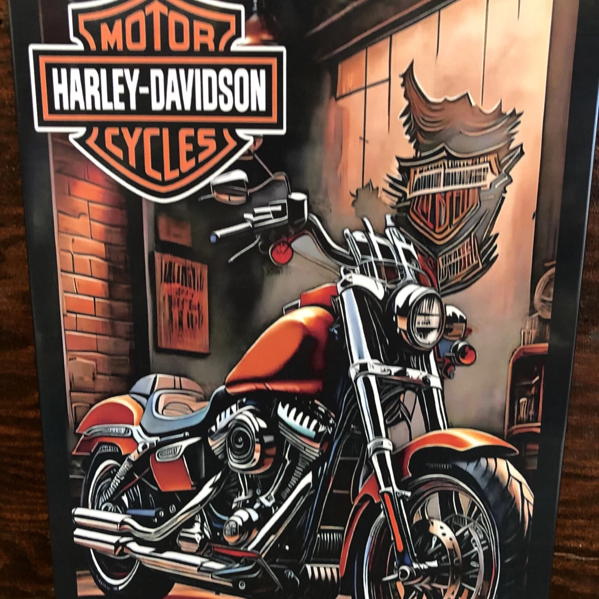Harley Davidson Motor Cycles Repro Small Tin Sign Mancave 