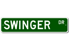 Custom Last Name Drive Street Sign SWINGER Personalized Aluminum Metal Plaque