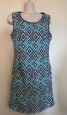 INC Petite Blue Green White Sleeveless Stretch Sheath Dress Size PS