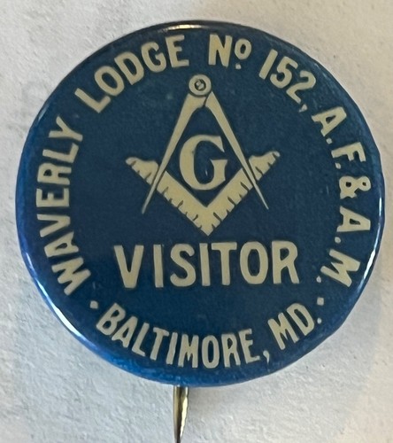 Maryland Waverly, Lodge #152 Masonic  visitors pin,