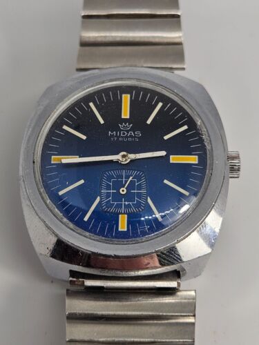 1960s Vintage Rare Men's Midas 17 Jewels Mechanical 36mm Watch