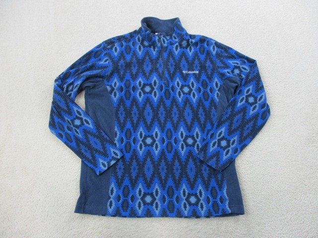 Columbia Sweater Adult Medium Blue Pullover Quartr Zip All Over Print Mens | eBay