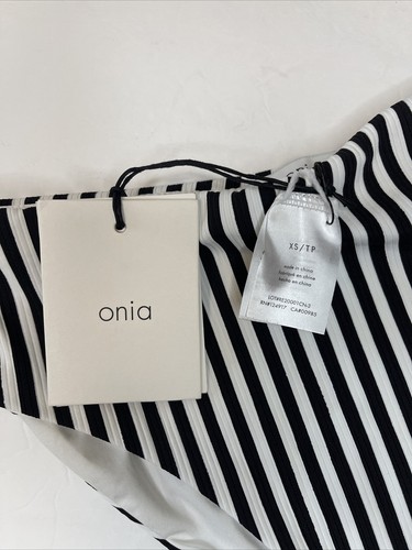 Traje de baño para mujer Onia nuevo con etiquetas cintura alta parte inferior a rayas negro/blanco XS - Imagen 5 de 7