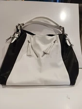 Large Black and White Expandable Tote / handbag
