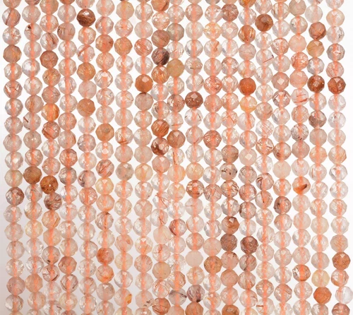 CUENTAS SUELTAS REDONDAS MICRO FACETADAS PIEDRAS PRECIOSAS CUARZO RUTILADO BRONCE 4 MM 15,5" - Imagen 1 de 4