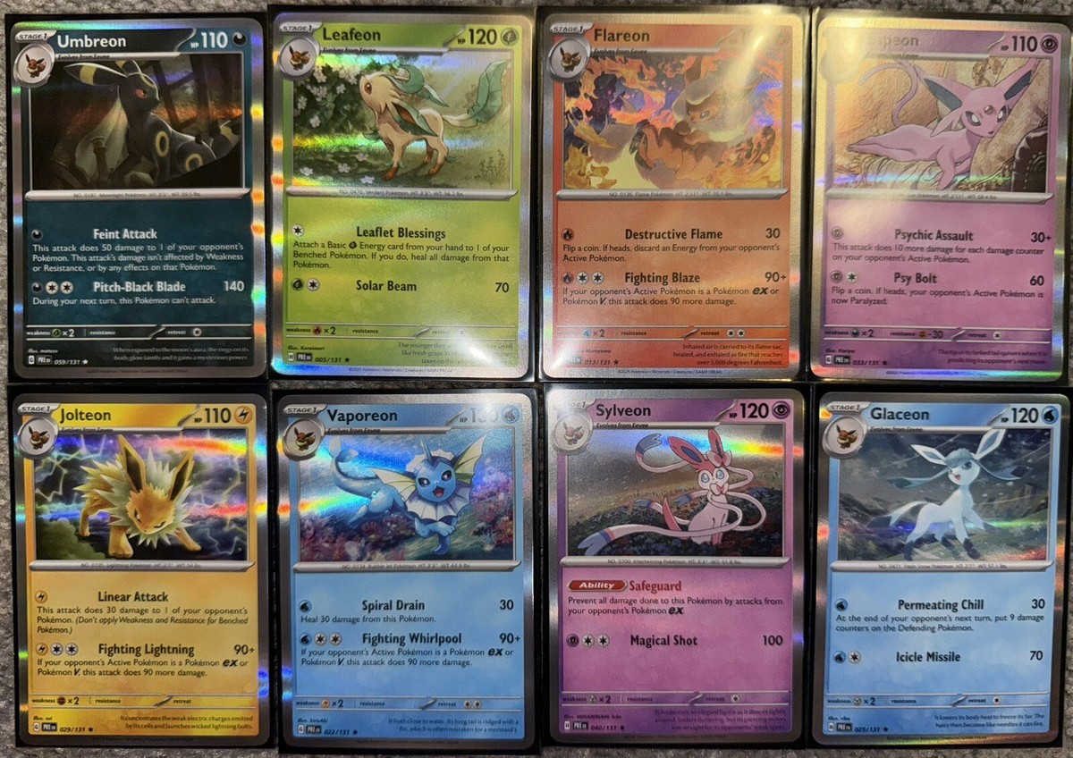 Pokemon TCG Prismatic Eevee Evolutions Lot Of 8 Holofoil Holo Foil Cards  Umbreon