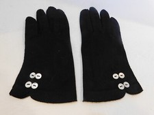 DESIGNER LADIES BLACK DOUBLE WOVEN COTTON DRESS GLOVES UNLINED SIZE 6.5