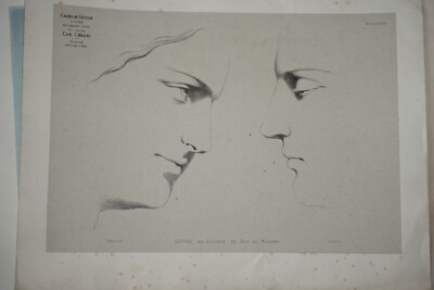 BEAUTIFUL LITHO NINETEENTH ACADEMIC STUDY SKETCH DRAWING FACE PORTRAIT NAPOLE...