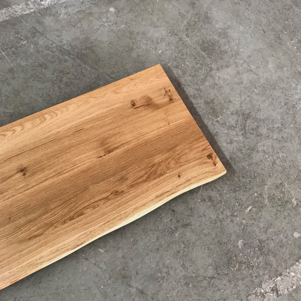 Planche En Chêne Massif Avec Bord D'arbre - 100x~40x2 Cm, Plateau Table Neuf, Style Rustique