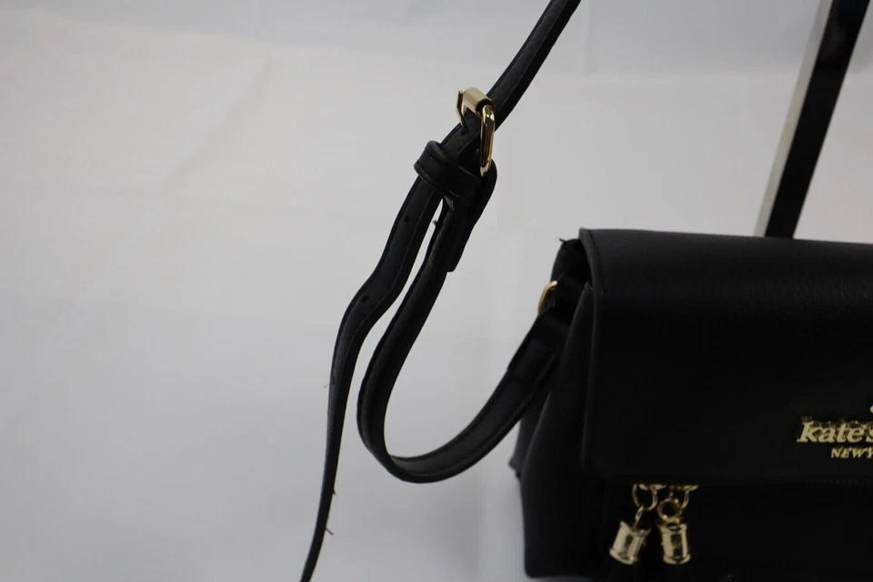 Bolsa satchel Kate Spade New York com zíper franja ombro tiracolo preta - Imagem 4 de 4