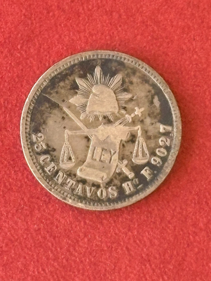 1877 Ho Mexico Silver 25 Centavos – Hermosillo Mint – XF - Image 3 of 4
