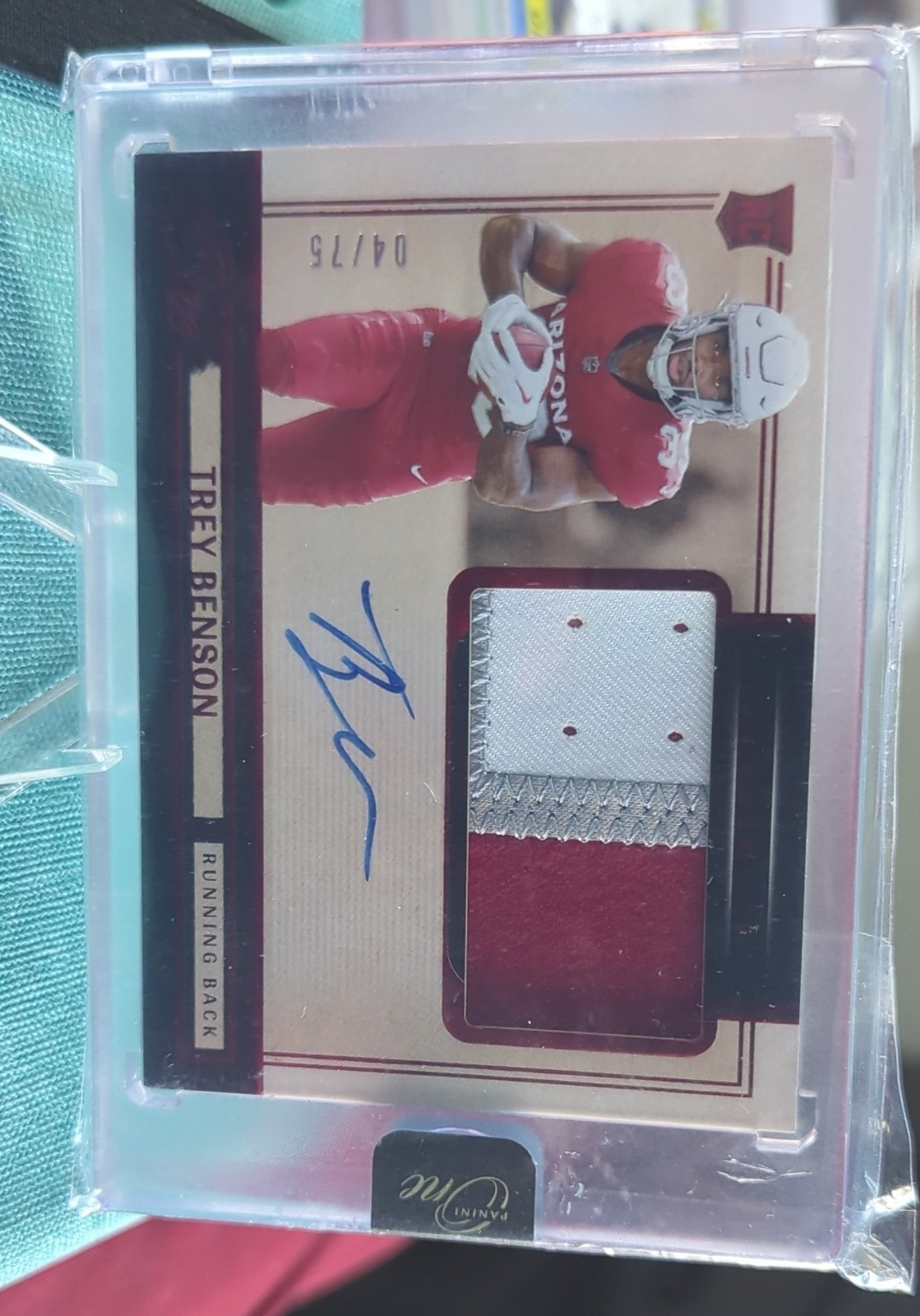 2024 Panini One - Rookie Patch Autographs Trey Benson #18 Red /75 (AU, MEM, RC)