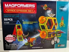 MAGFORMERS Space Episode Set 54 of 55 Pieces Rainbow Magnetic Building Set