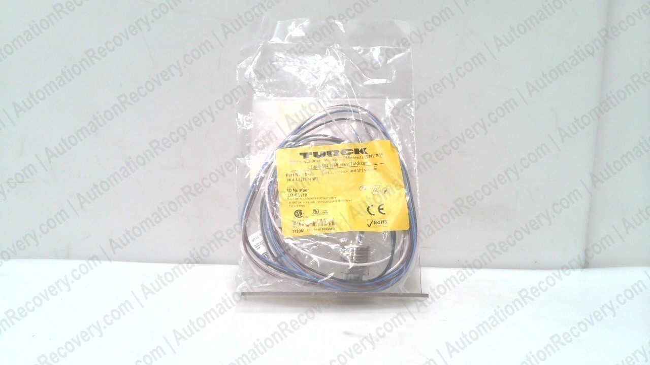 TURCK FK 4.4-1/14.5/NPT, ACTUATOR & SENSOR RECEPTACLE, U2-03118, NEW #348130