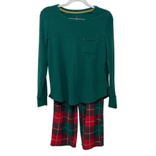 Cuddl Duds PXS Fleece Pajama Set Green Red Plaid Loungewear Sleep Christmas PJ
