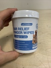 Latavola Pet Ear Relief Finger Wipes - Coconut oil - Dogs - Cats 60ct EXP 8/2027