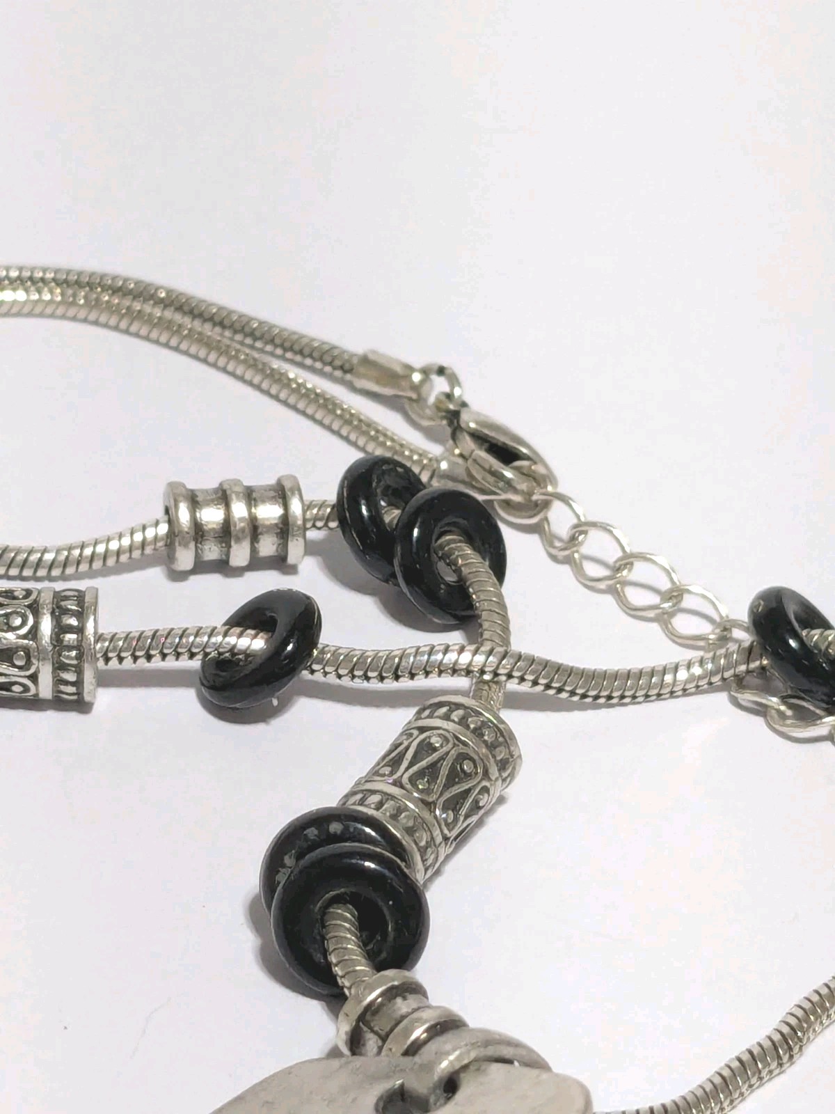Siilver Tone Chain, Rectangular & Cabachon Black … - image 10