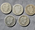 Lot of 5 Barber dimes all different dates 90% silver